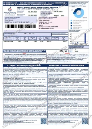 Moldova Moldovagaz utility bill template in Word and PDF formats